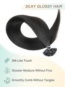 50 pezzi Estensioni per capelli umani a punta piatta, colore 1b nero naturale, lunghezza 14-22 pollici, capelli umani lisci con cheratina, estensioni per capelli umani invisibili a punta, accessori per costumi di Ognissanti