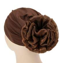 1 件时尚女士头巾帽，优雅，纯色，弹性，褶皱，轻质，适合化疗，CPA 无檐便帽头巾 - 彩色 - 查看 18