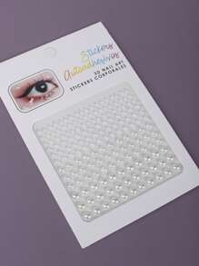 1 件多尺寸银白色 3D 仿水晶和珍珠面部珠宝装饰，狂欢音乐节派对化妆闪光贴纸，适用于头发眼部面部身体装饰 - 白色 - 查看 3