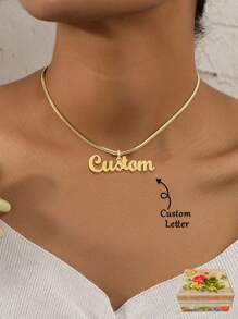 1 chiếc vòng cổ chữ cái tên tùy chỉnh, quà tặng cho bạn bè, mẹ, bạn gái, bộ quà tặng Giáng sinh và sinh nhật - Vàng - Xem 1