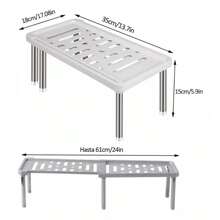 KOKILA Estante para Especias, Juego de 2, Organizador de Armario, Especiero de Cocina Extensible, Estantería retráctil de cocina -Repisa Apilable Cocina Estantería Extensible,Estante retráctil de cocina, estantería en capas para gabinetes,  estante multifuncional debajo del fregadero para platos, Organizador de armario multifuncional para platos y botellas de condimento, especias y platos, Estantería retráctil de partición de gabinete de almacenamiento de unicolor desmontable en capas, sin clavos, para armario, baño, dormitorio, cocina, sala de estar - Organizador de espacio para zapatos, - Gris - Ver 7