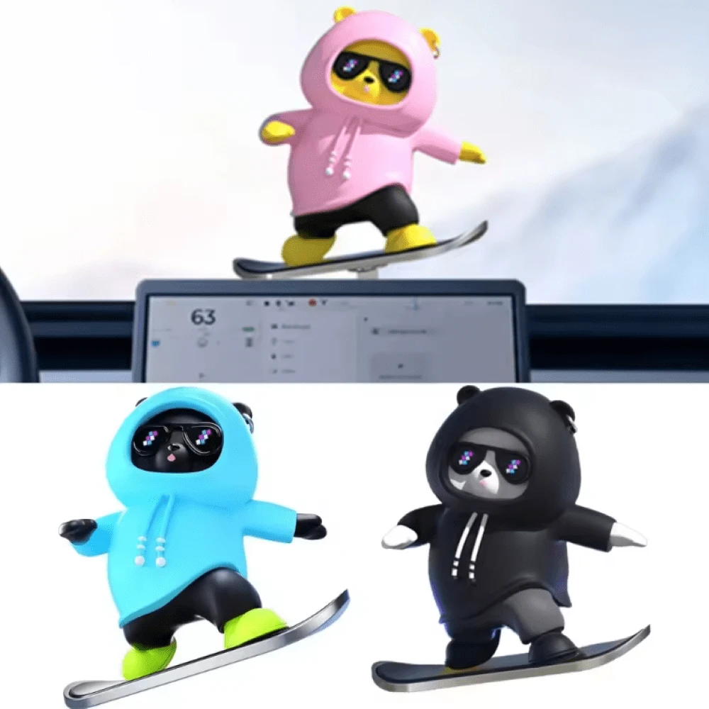 1pc Cute Wiggly Bear Car Dashboard Decoration, Sliding Cartoon Bear