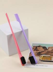 2pcs Double Head Eyebrow Brush -Hair Edge Brush Eyebrow Brush Double Head Brush Hair Styling Accessories Suitable For Barber Salon Uses