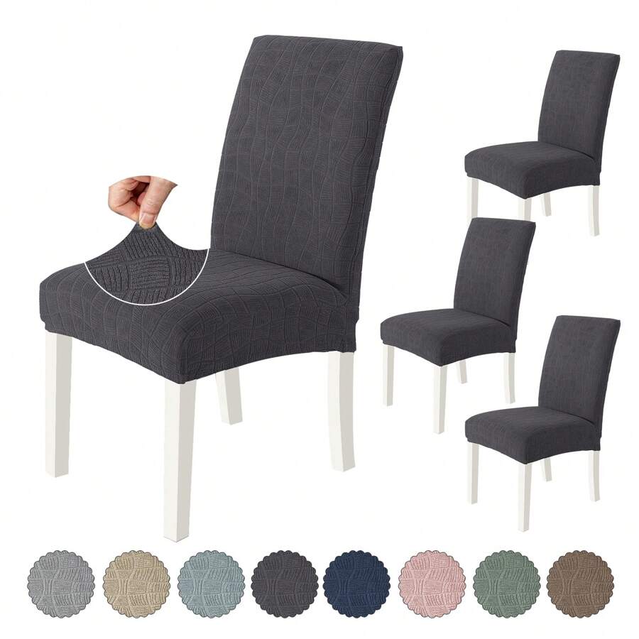 Ystyle Chair Covers With Backrest 4/6 Pieces, Kitchen Chair Covers, Stretch Chair Cover, Universal Dining Room Chair Covers, Washable Removable, Easy To Clean - Dark Grey - View 1