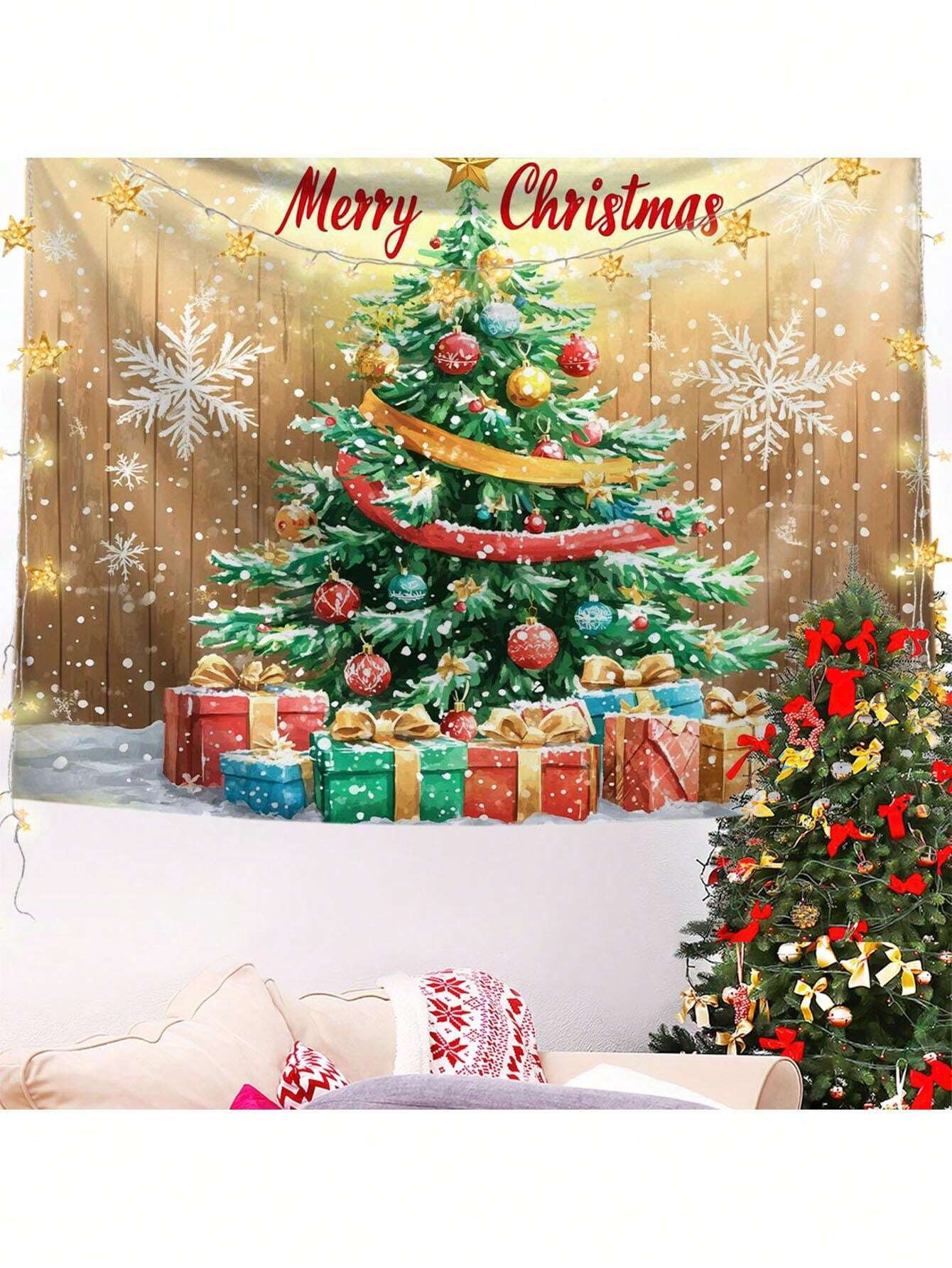 1 ชิ้น ภาพพิมพ์ลายต้นคริสต์มาส ปลอกอิง ตกแต่งคริสต์มาส ของขวัญคริสต์มาส