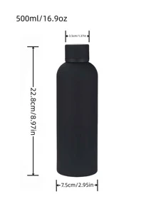 Botella de 500ml/16. 9oz de acero inoxidable con estilo retro y cuello delgado, con revestimiento de goma, taza aislada al vacío portátil, adecuada para el hogar, actividades al aire libre, fitness, regalo para amigos y familiares, botella de agua para volver a la escuela - 500 ml - morado [con asa] - Ver 4