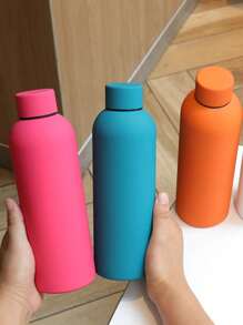 Botella de 500ml/16. 9oz de acero inoxidable con estilo retro y cuello delgado, con revestimiento de goma, taza aislada al vacío portátil, adecuada para el hogar, actividades al aire libre, fitness, regalo para amigos y familiares, botella de agua para volver a la escuela - 500 ml - morado [con asa] - Ver 6