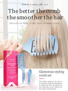 Exquisite Hairbrush Gift Box2/3Pcs/Set,Gift Set Curl Fluffy Styling Comb,Straightener Comb,Paddle Brush,Bristle Brush,V-Shaped Straight Comb,Neem Wood Comb,Curly Hair Brush,Detangler Brush Wet,Detangler Hairbrush Set,Mist Spray Bottle For Mother'S Day, Valentine'S Day, Birthday, Party Gift, And All Kinds Of Holiday Celebration,Hair Comb Set Gift Box Valentine's Day Gift For Girlfriend - Multicolor - View 3