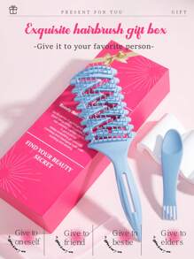 Exquisite Hairbrush Gift Box2/3Pcs/Set,Gift Set Curl Fluffy Styling Comb,Straightener Comb,Paddle Brush,Bristle Brush,V-Shaped Straight Comb,Neem Wood Comb,Curly Hair Brush,Detangler Brush Wet,Detangler Hairbrush Set,Mist Spray Bottle For Mother'S Day, Valentine'S Day, Birthday, Party Gift, And All Kinds Of Holiday Celebration,Hair Comb Set Gift Box Valentine's Day Gift For Girlfriend - Multicolor - View 7
