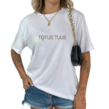Women's Totus Tuus Personalized Religious Christian T-Shirt Comfortable Lightweight - Màu tím - Xem 2