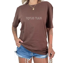 Women's Totus Tuus Personalized Religious Christian T-Shirt Comfortable Lightweight - Màu tím - Xem 3