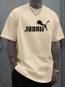 Unisex "JUDAH" Lion T-Shirt Premium 100% Cotton Casual Shirt Black Print - Màu Khaki - Xem 2