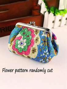 1 个花卉图案复古零钱包，花卉图案随机剪裁，女士时尚吻锁收纳袋，可装口红和钥匙、零钱，花卉图案零钱包绣花布，化妆包复古，带吻锁的化妆品收纳袋，圣诞礼物，适合女性、情侣、日常使用、约会、生日、节日、度假、海滩、旅行、通勤、商务、学生、野餐、露营、超市 - 彩色 - 查看 4