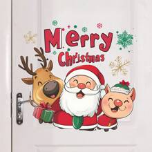 1 miếng dán tường Giáng sinh vui vẻ có thể tháo rời, ông già Noel tuần lộc Xmas Giáng sinh bằng nhựa vinyl tự làm nghệ thuật dán tường, miếng dán cửa sổ Giáng sinh cho tủ lạnh tường văn phòng trang trí phòng khách - Nhiều màu - Xem 6