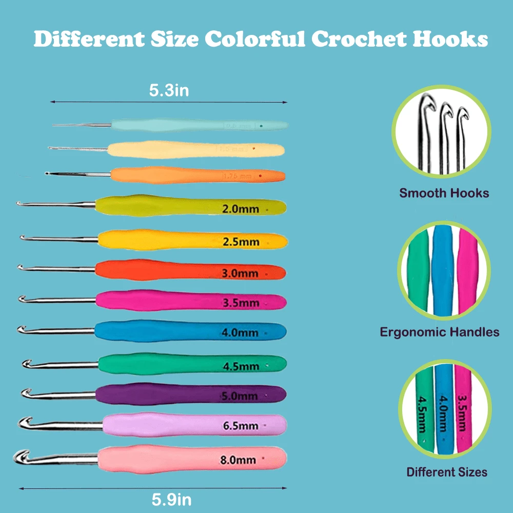 Crochet Kits With Case, Beginner Crochet Set Includes 20 Yarn Skeins