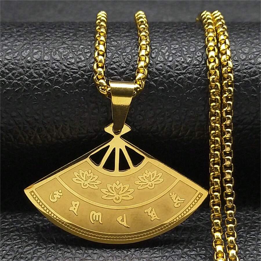 Buddhist Mantra Pendant SixFigure Lotus Necklace For Male And Female