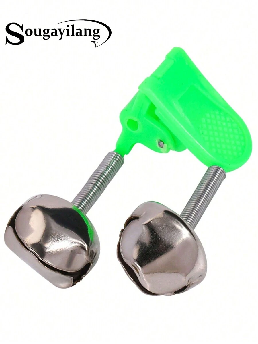 Sougayilang 1pc Plastic Clip Bite Alert Fishing Rod Bells Tackle Accessories Outdoors - Green - View 1