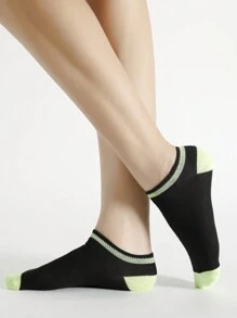 3/6/9/12 双女式黑色休闲透气短袜 - 黑色 - 查看 6