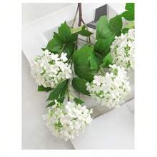 1pc Artificial Flowers, A Bunch Of Artificial Flowers With Three Flower Balls. Suitable For Wedding Ceiling Layout Simulation. Evergreen Scene Multi-Purpose, For The Scene Environment To Provide A Beautiful Atmosphere Simulation Bouquet Suitable For Home Decoration Business Occasions Office Meetings And Other Scenes - 白色 - 查看 6
