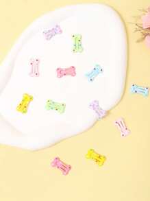 20 件随机糖果色珐琅波尔卡圆点迷你骨头发夹，可爱迷人的女孩发饰 - 彩色 - 查看 6