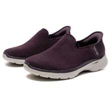 Skechers 女士休闲鞋，带保暖内衬，GO WALK6 一脚蹬通勤鞋，采用透气技术，适合日常和户外活动，轻便高回弹，运动鞋 - 暗紫色 - 查看 7