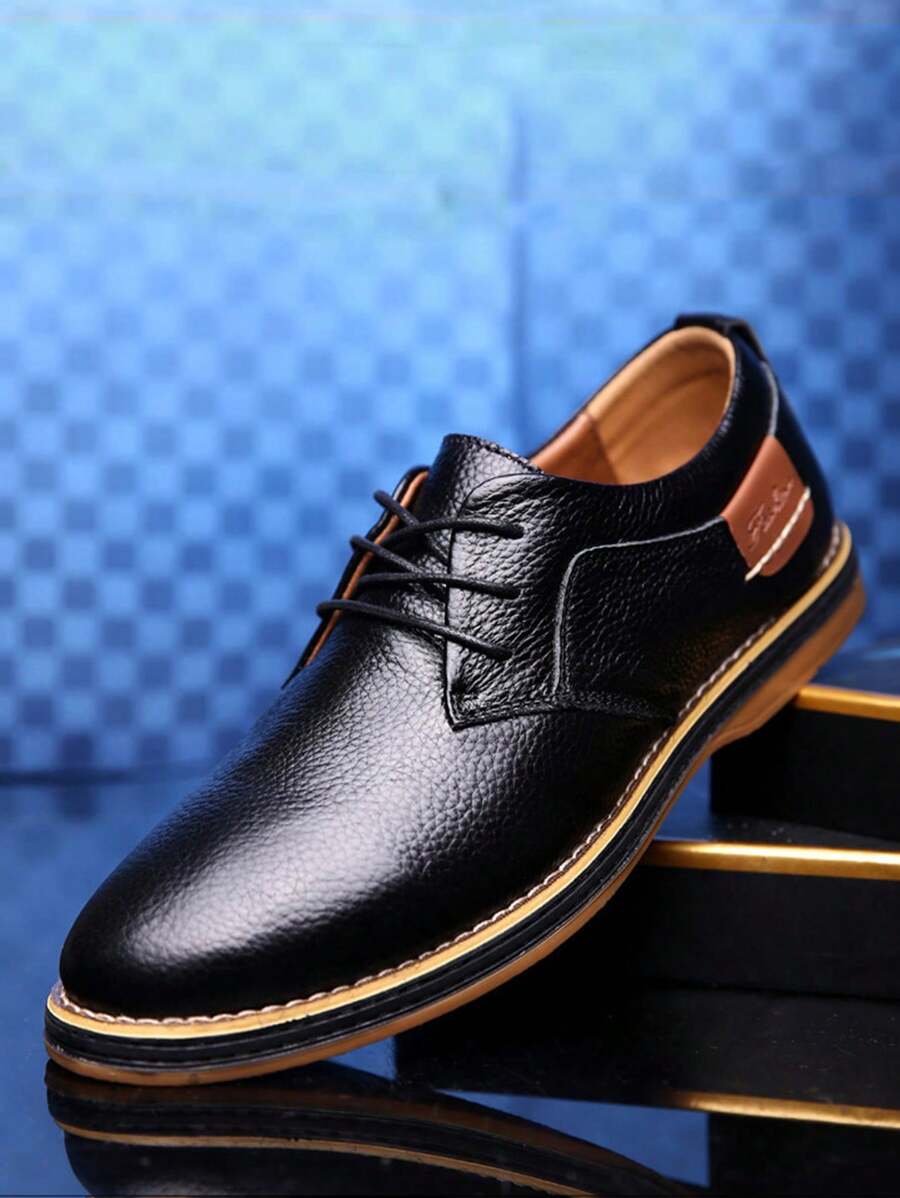 Giày Oxford thời trang nam mũi nhọn buộc dây giày công sở thường ngày giày trang trọng thoải mái chống trượt giày sang trọng - màu đen - Xem 1