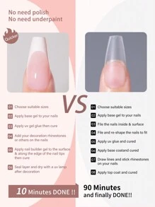 120 cái/túi đầu móng tay, mực bụi, viền trắng kiểu Pháp mới, đầu móng tay gel mềm phủ toàn bộ màu hồng nhạt nâng cấp không cần giũa, 15 kích cỡ, đầu móng tay gel giả acrylic cho dụng cụ làm móng tay tự làm - Nhiều màu - Xem 4