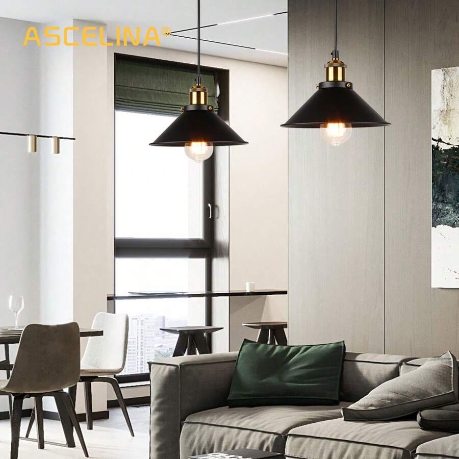 Đèn chùm mặt dây chuyền hiện đại trang trí nhà sang trọng Đèn mặt dây chuyền tối giản Đèn treo bằng sắt Đồ trang trí bằng gang với đế bóng đèn E27 cho đèn hành lang Nhà nông trại Gác xép Vườn Hiên Cửa ra vào Biệt thự Duplex Phòng triển lãm Cầu thang Trang trí nhà sang trọng Phòng ăn Quầy bar Nhà bếp và Tiền sảnh - Lắp âm bán phần Có thể điều chỉnh điện áp bằng dây cứng 110V-240V (Không bao gồm bóng đèn) - màu đen - Xem 1