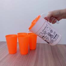 2 Liter Juice Jug Set With 4 500 Ml Glasses Red And Orange - 亮橙色 - 查看 1