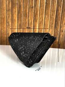 Women's Small Crossbody Bag Party Night Glitter Triangle Geometric - Black - View 7
