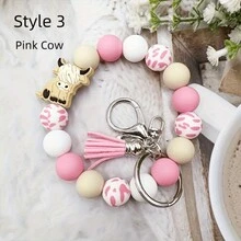 1 Gói Mặt Dây Chuyền Túi Hình Con Bò Hoạt Hình Đầu Bò Nâu Vòng Tay Hạt Silicon Móc Khóa Túi Phụ Kiện Tua Rua Cổ Tay Kiểu Phương Tây Cổ Điển Cho Phụ Nữ Phụ Kiện Túi Thiết Yếu Cho Du Lịch Và Dã Ngoại Thích Hợp Làm Quà Tặng - Nhiều màu - Xem 4