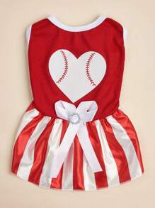 1 chiếc váy thể thao cổ vũ bóng chày sọc đỏ cho chó cỡ trung và nhỏ, mùa xuân và mùa hè - Nhiều màu - Xem 4