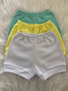 KIT OF 3 BABY SHORTS/DIAPER COVER - 100% COTTON SUEDINE - S, M, G - BOY, GIRL, NEUTRAL - 白色 - 查看 1