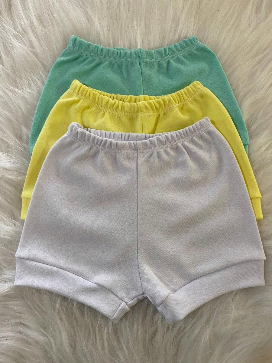 KIT OF 3 BABY SHORTS/DIAPER COVER - 100% COTTON SUEDINE - S, M, G - BOY, GIRL, NEUTRAL - 白色 - 查看 1