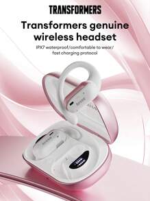 TRANSFORMERS TF-T58 大黄蜂蓝牙耳机，挂耳式耳机带电池电量显示，防水防汗，运动，360°环绕音效，音乐游戏低延迟带麦克风，智能降噪，佩戴舒适，无线耳机