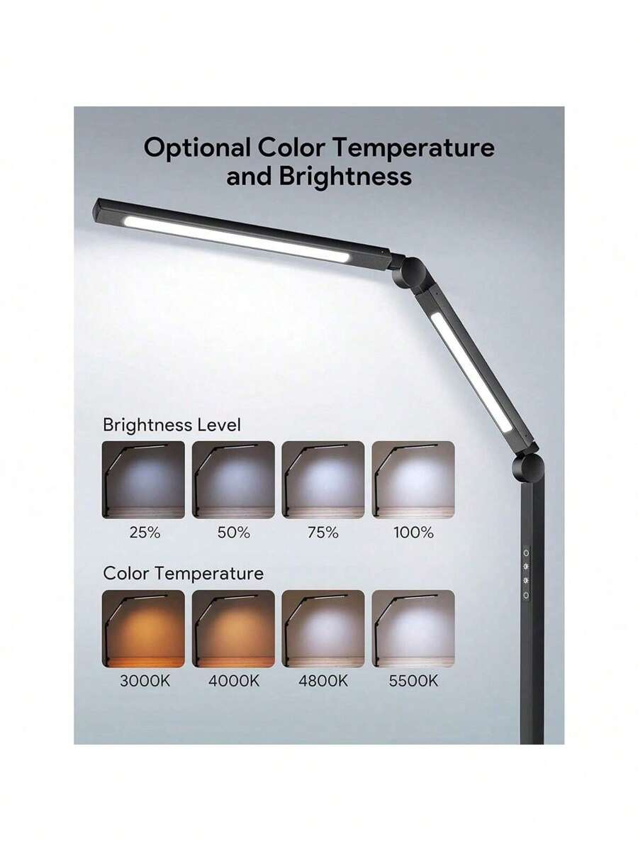 LED Desk Lamp, Dual Light Source With Clamp, Dimmable 4 Color Modes