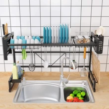 Dish Drainer Dry Drainer Kitchen Hanging Dish Drainer - màu đen - Xem 2