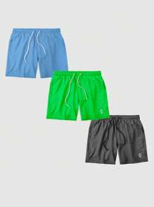 KIT 3 Men's Basic Resin Shorts With Pockets Training Gym Running