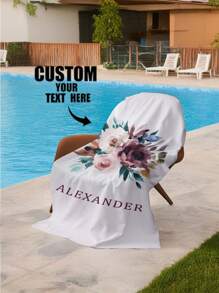 1 件定制照片和名字印刷沙滩巾、个性化浴巾、成人泳池毛巾、儿童沐浴巾、度假礼物、沙滩巾