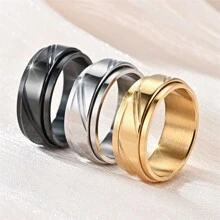 1 chiếc nhẫn đeo tay thiền định hình thoi hai lớp bằng thép titan thời trang, phụ kiện thanh lịch cá nhân hóa cho doanh nhân, thích hợp cho các bữa tiệc, quà tặng cho bạn bè, Ngày của cha, sinh nhật, phong cách nhạc rock đường phố - vòng xoay chéo 8 mm - Xem 6