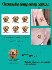 Customizable Temporary Tattoo Stickers, Suitable For Various Occasions Such As Baby Birthdays, Boy Or Girl Parties, Birthday Celebrations, Cocktail Parties, For Giving Family, Pets (Dogs, Cats) Surprises, Can Be Applied On Hands - Multicolor - View 1