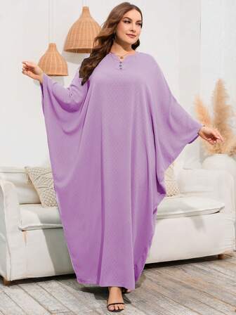 Women's Loose Comfortable Batwing Sleeve Dress, Middle Eastern Arabic Style Abaya