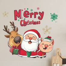1 miếng dán tường Giáng sinh vui vẻ có thể tháo rời, ông già Noel tuần lộc Xmas Giáng sinh bằng nhựa vinyl tự làm nghệ thuật dán tường, miếng dán cửa sổ Giáng sinh cho tủ lạnh tường văn phòng trang trí phòng khách - Nhiều màu - Xem 4