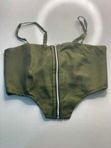 LULY ZIPPER CROP - màu xanh lá - Xem 2