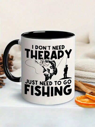 1pc,11oz Fishing Enthusiast Ceramic Coffee Cup - Insulated, Reusable, Hand Washable Only - Unisex Gift Cup, Water Cup, Summer And Winter Drinking Utensils, Birthday Gift, Holiday Gift,Christmas Decorate,Insulated,All Seasons And Occasions,Suitable For Hot Or Cold Drinks,Home Kitchen Item,Family Drinkware For New Year,Thanksgiving,Easter,Valentine's Day Gifts,Friends' Birthday Anniversary Festival,Party,Wedding,Ideal Gift For Mother's Day Back To School
