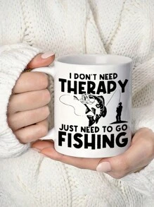 1pc,11oz Fishing Enthusiast Ceramic Coffee Cup - Insulated, Reusable, Hand Washable Only - Unisex Gift Cup, Water Cup, Summer And Winter Drinking Utensils, Birthday Gift, Holiday Gift,Christmas Decorate,Insulated,All Seasons And Occasions,Suitable For Hot Or Cold Drinks,Home Kitchen Item,Family Drinkware For New Year,Thanksgiving,Easter,Valentine's Day Gifts,Friends' Birthday Anniversary Festival,Party,Wedding,Ideal Gift For Mother's Day Back To School