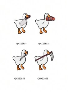 1 件创意卡通金属英文字母几何鸭子形状学生儿童胸针派对日常佩戴礼物送朋友 - 彩色 - 查看 2