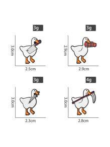 1 件创意卡通金属英文字母几何鸭子形状学生儿童胸针派对日常佩戴礼物送朋友 - 彩色 - 查看 8