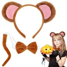 1 Bộ (Băng đô + Nơ + Đuôi) Bộ phụ kiện trang phục động vật - Phụ kiện băng đô tai lừa dễ thương, Phụ kiện trang phục dự tiệc Carnival - Nhiều màu - Xem 12