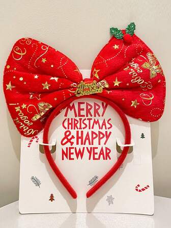 超大蝴蝶结头带，圣诞发箍，可爱圣诞老人装饰女孩发饰，适合作为圣诞礼物